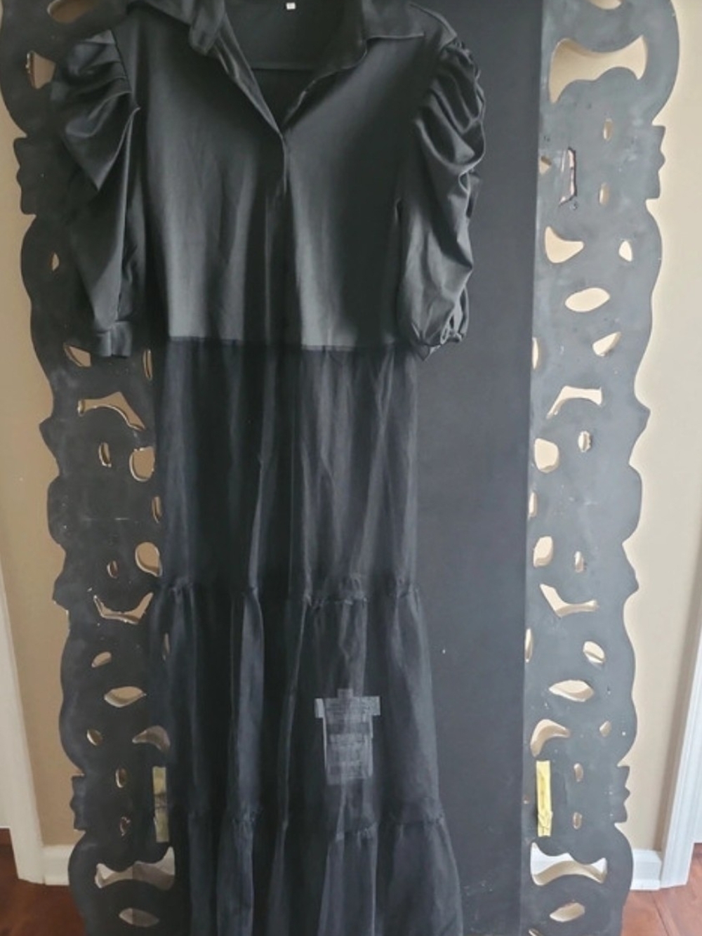Source Unknown Black Puff-Sleeve Maxi Dress